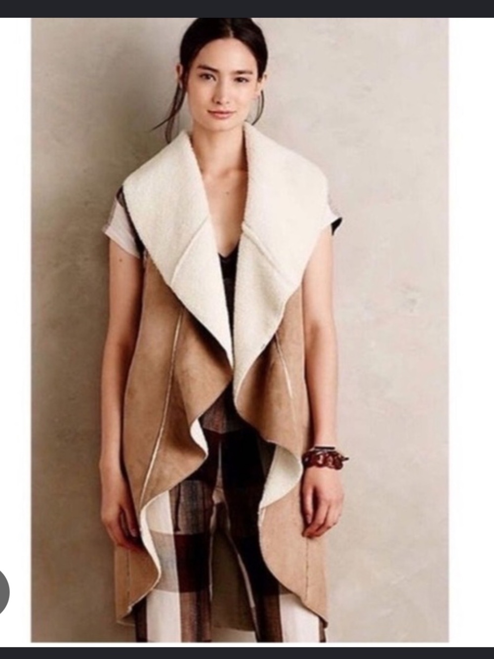 Anthropologie Dolan Left Coast Collection Faux Shearling Cascading Vest